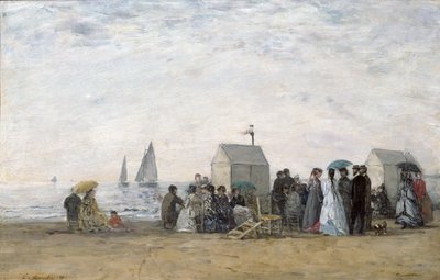 The Beach at Trouville by Eugene Louis Boudin